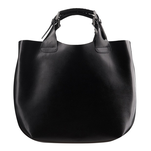 Stylowa skórzana torebka typu shopper bag A4 czarna (TS-0612-01) 