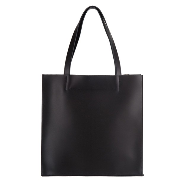  Włoska duża torebka shopper bag matowa skóra czarna (TS-2598-01) 