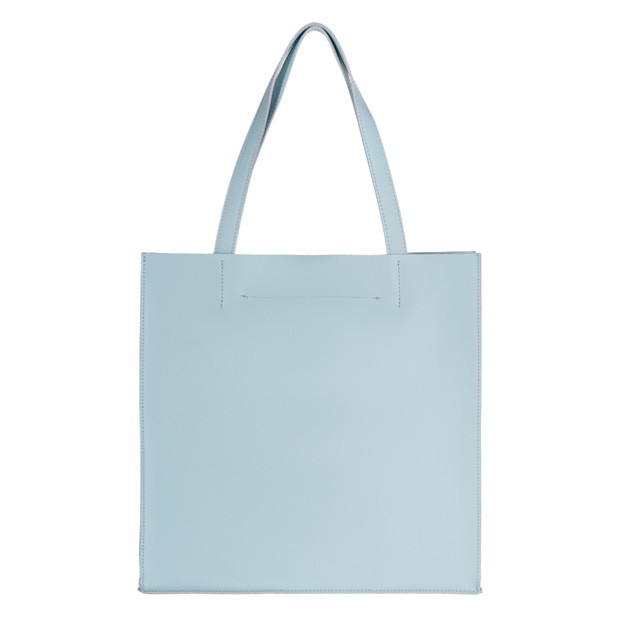  Włoska duża torebka shopper bag matowa skóra błękitna (TS-2598-14)