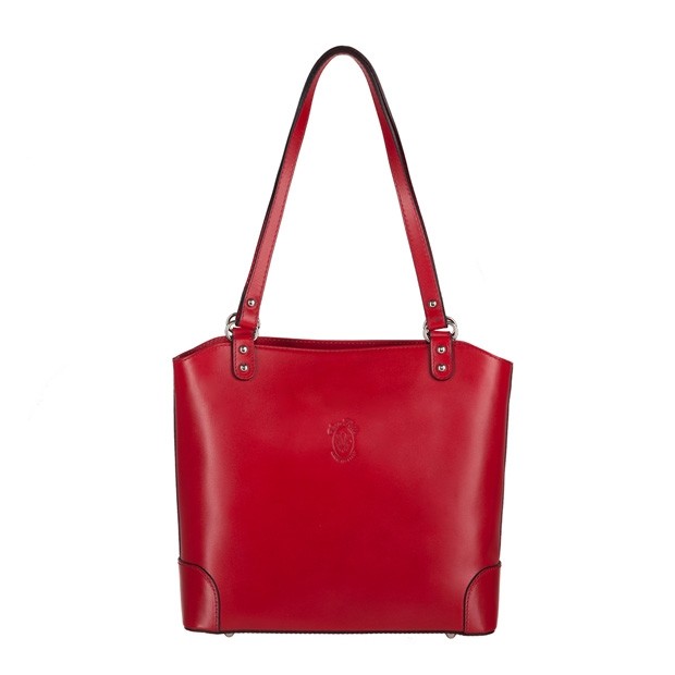 Vera Pelle - włoska skórzana klasyczna torebka czerwona (TS-3819-06)