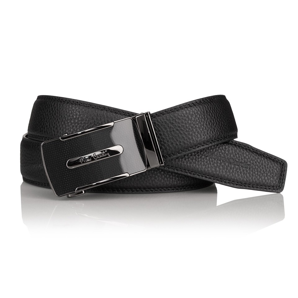 Pierre Cardin - elegancki pasek skórzany czarny 125cm (cintura 522 hy07)