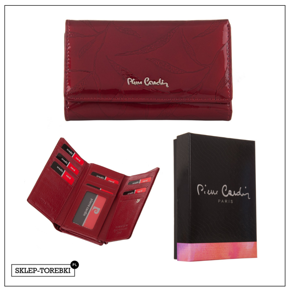 Damski portfel czerwony Pierre Cardin na prezent