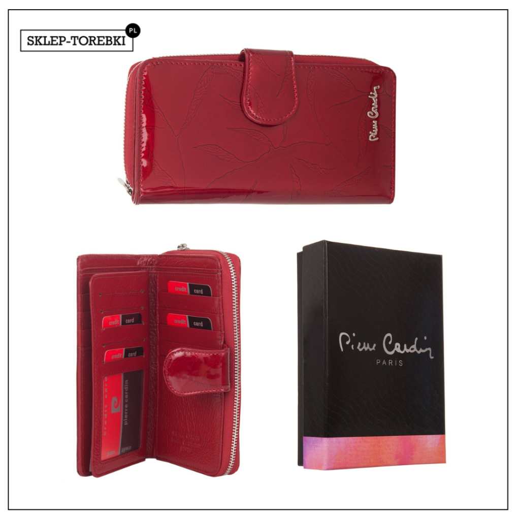 Czerwony portfel Pierre Cardin z naturalnej skóry